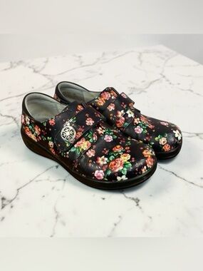 Alegria Joleen Blossom Floral Leather Professional Nursing Work Shoe Sz EU38